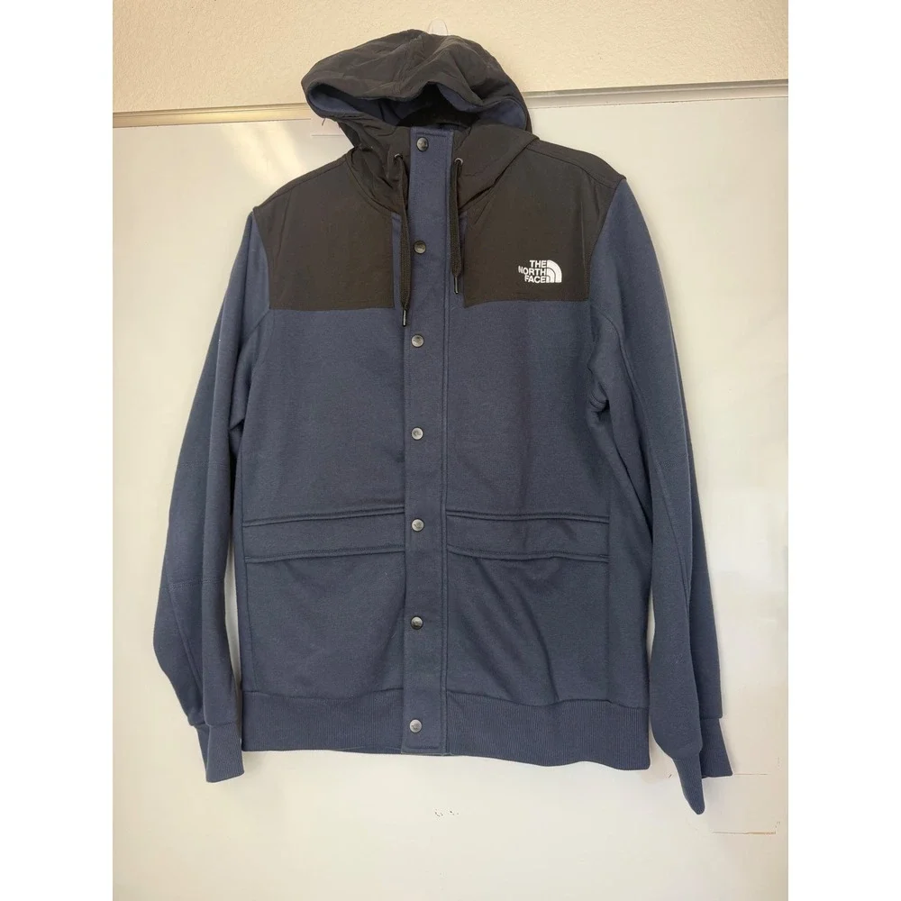 The North Face Mens Navy Black Colorblock Snap Zip Hooded Jacket Large